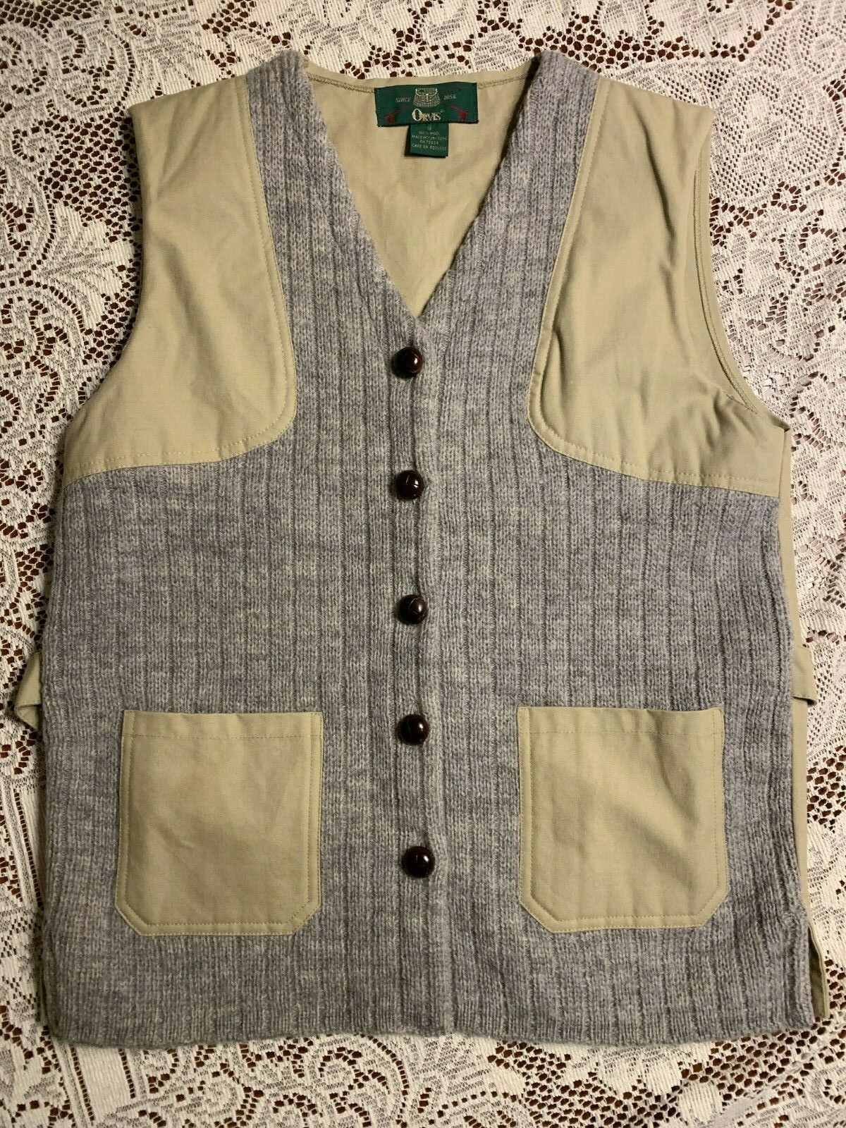 Vintage ORVIS Women’s Outdoor Sports Vest 100% Wool Button Front Hong Kong Small