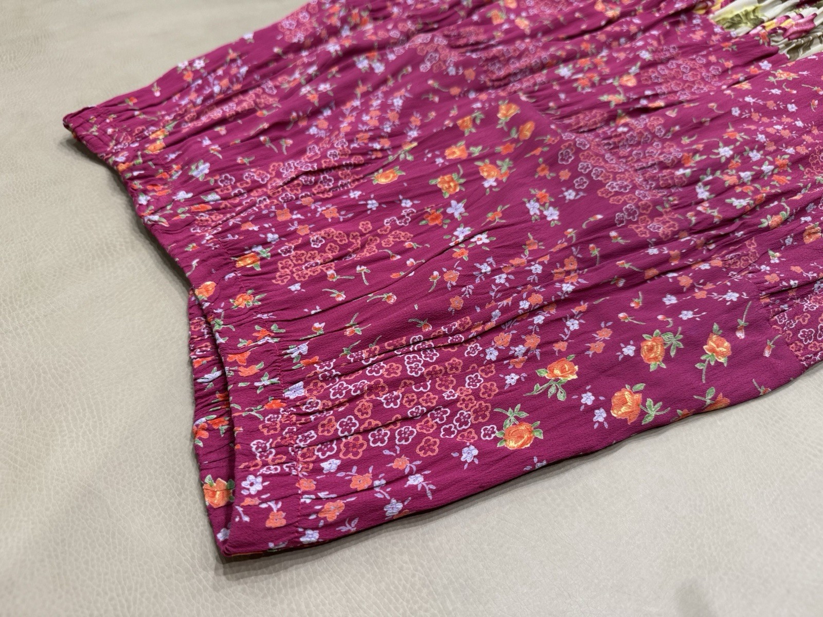 Vtg MyBoyfriendsBack Santa Monica,CA, Floral Skirt.patch Work Pink Ruffles SzM