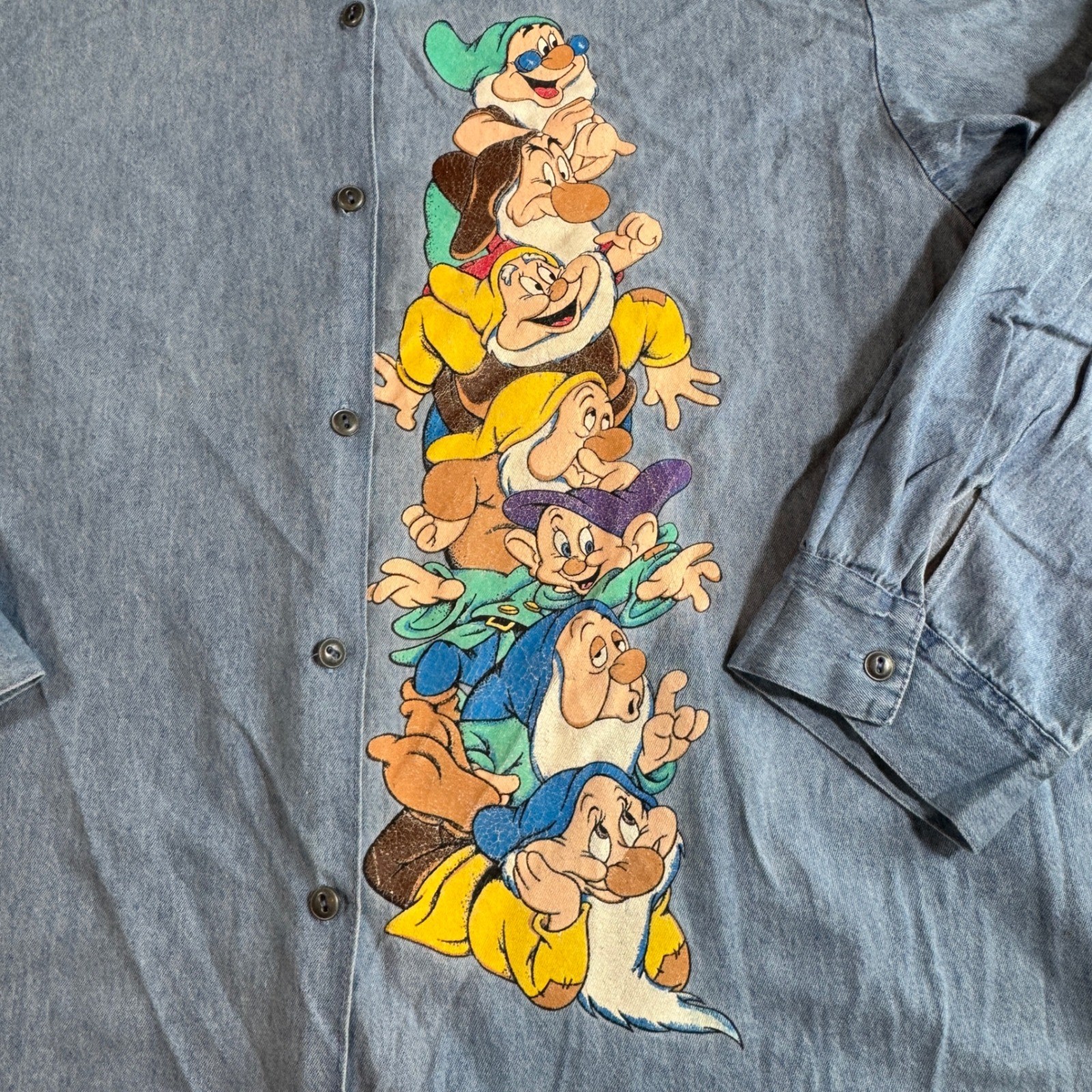 Vintage Disney Snow White Seven Dwarfs Denim Shirt Jerry Leigh Blue Women’s 20