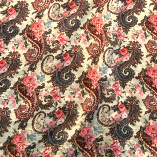 Vintage 80s SEDU PAISLEY SHORT ROBE One Size Large KIMONO Wrap Pink Sash Belted