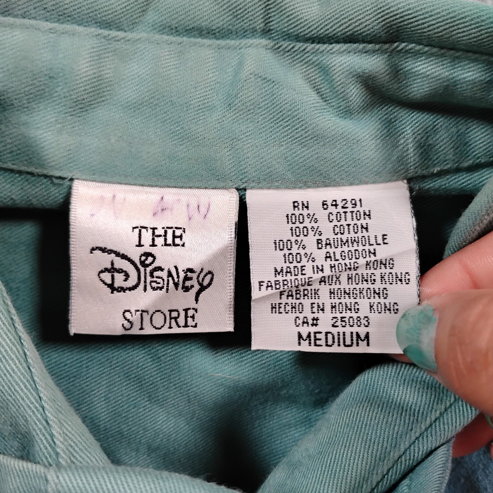 Vintage Disney Store Pooh Naturalist Embroidered Button Down Shirt Sage Green M