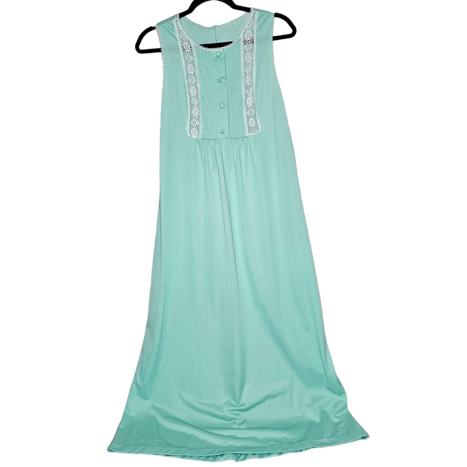 Vintage 70s JC Penney Gaymode Sleeveless Mint Green Long Night Gown Style 6206