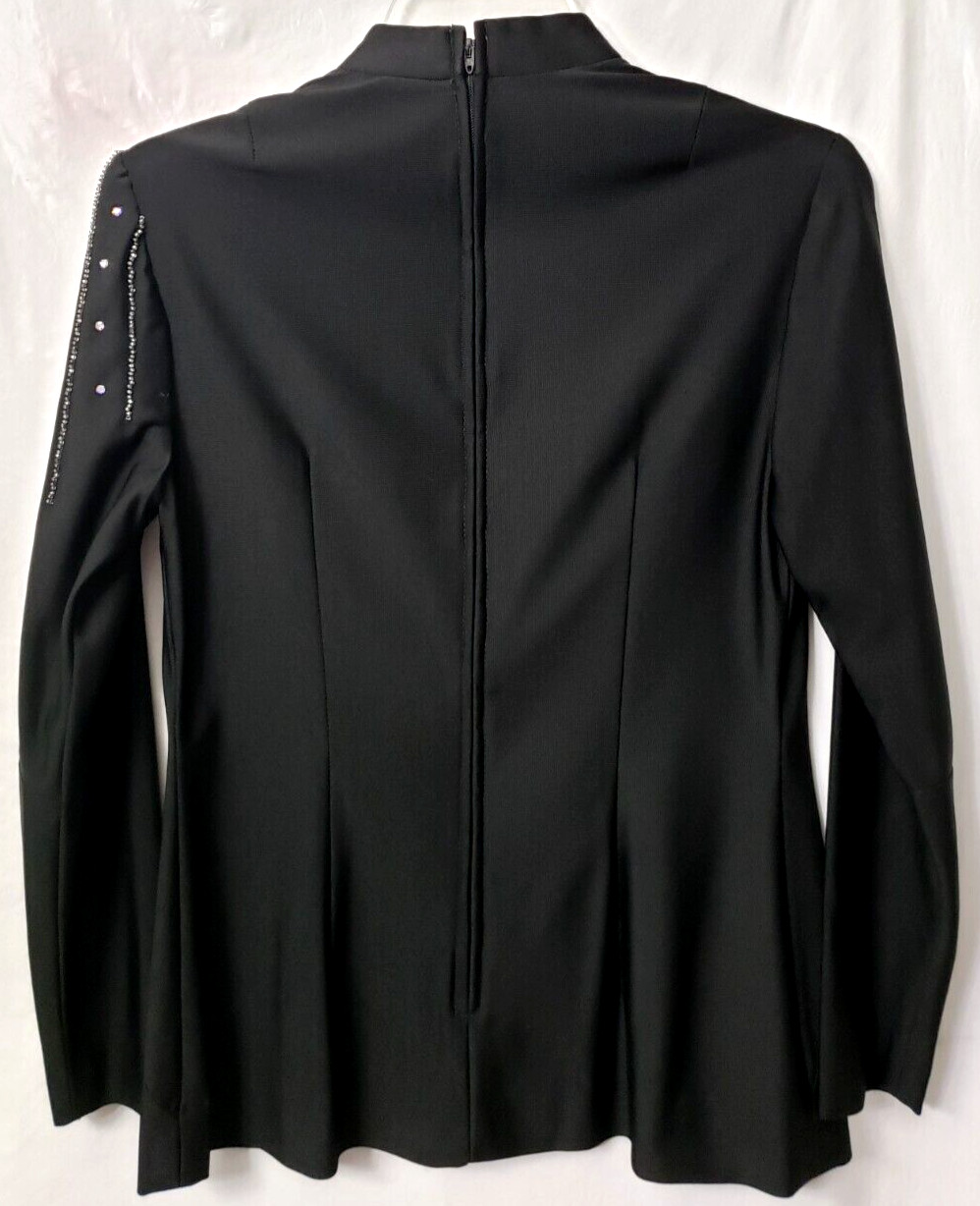 Vintage 60s Mod Gothic Top S M Shirt MCM Black Bead Rhinestone Alfred Werber