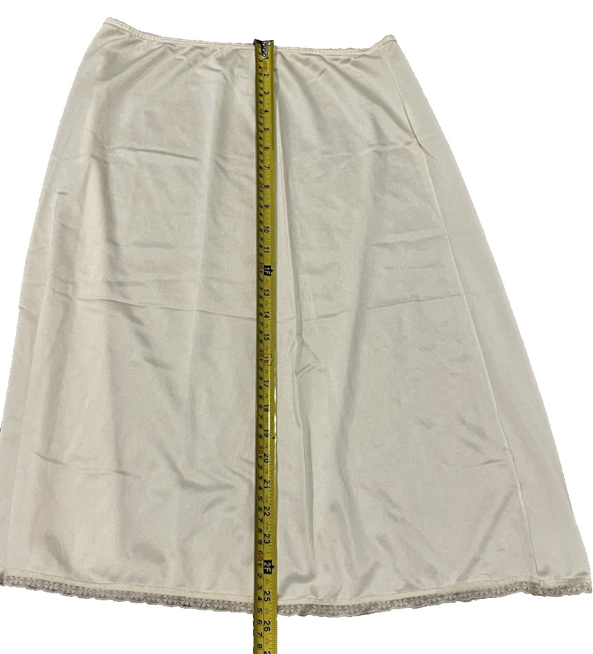 Vintage Greenco Maid Ivory Nylon Half-Slip w/ Lace Trim Made in USA Size Medium