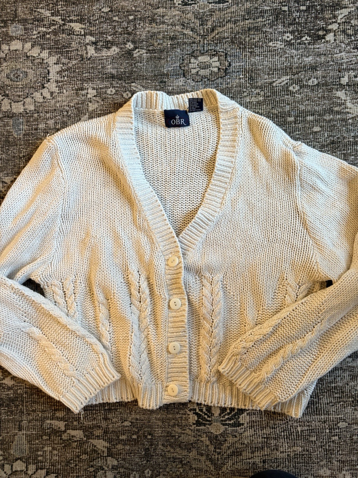 Vintage 90’s Outback Red (The Limited) Cream Cardigan Size L Wool & Cotton USA