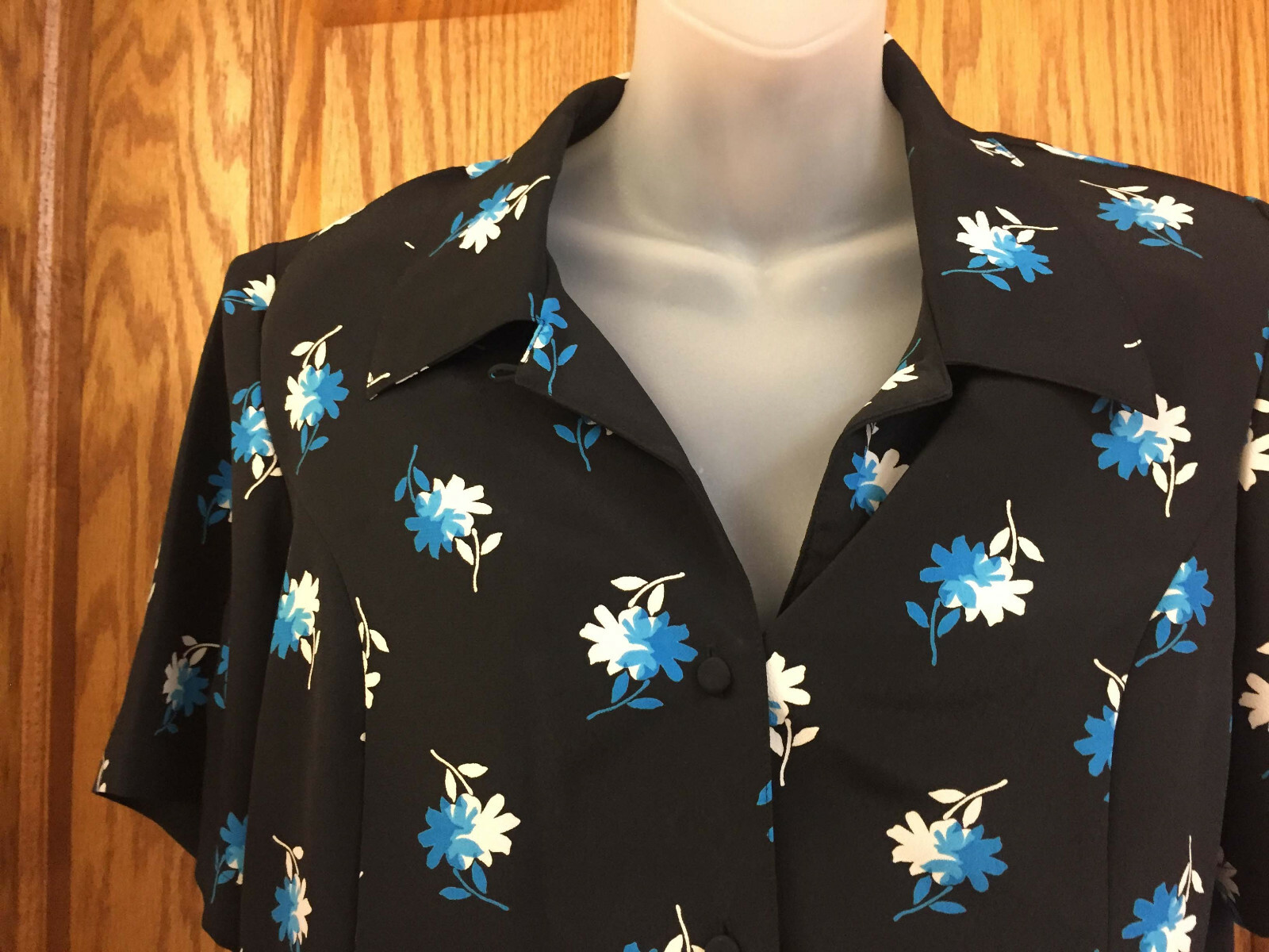 Suit Blazer Jacket Turquoise Blue & Black Blouse Shirt Set 2 Vintage Size 8