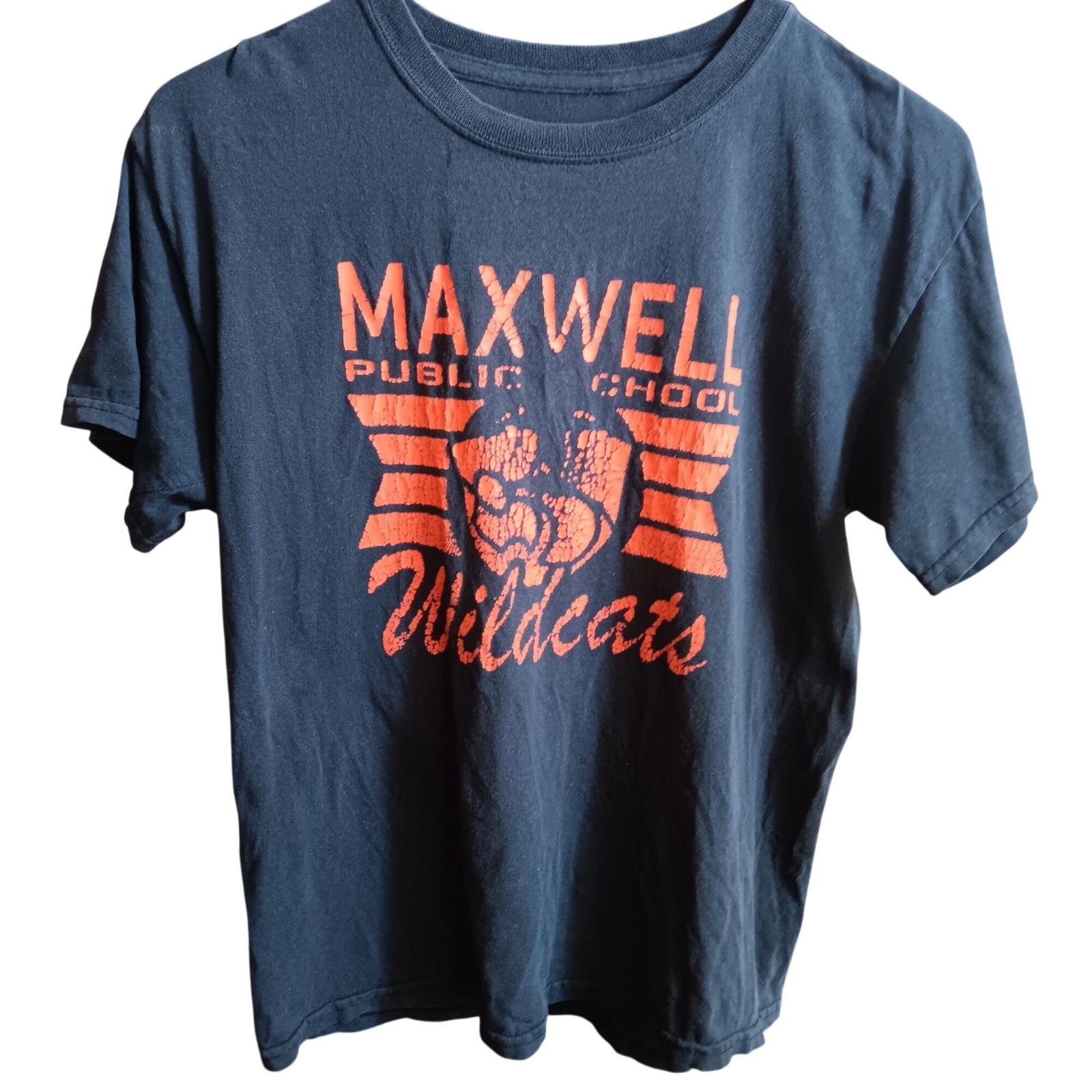 Vintage Small Town T-shirt Nebraska Maxwell Public School Wildcats Black Fade