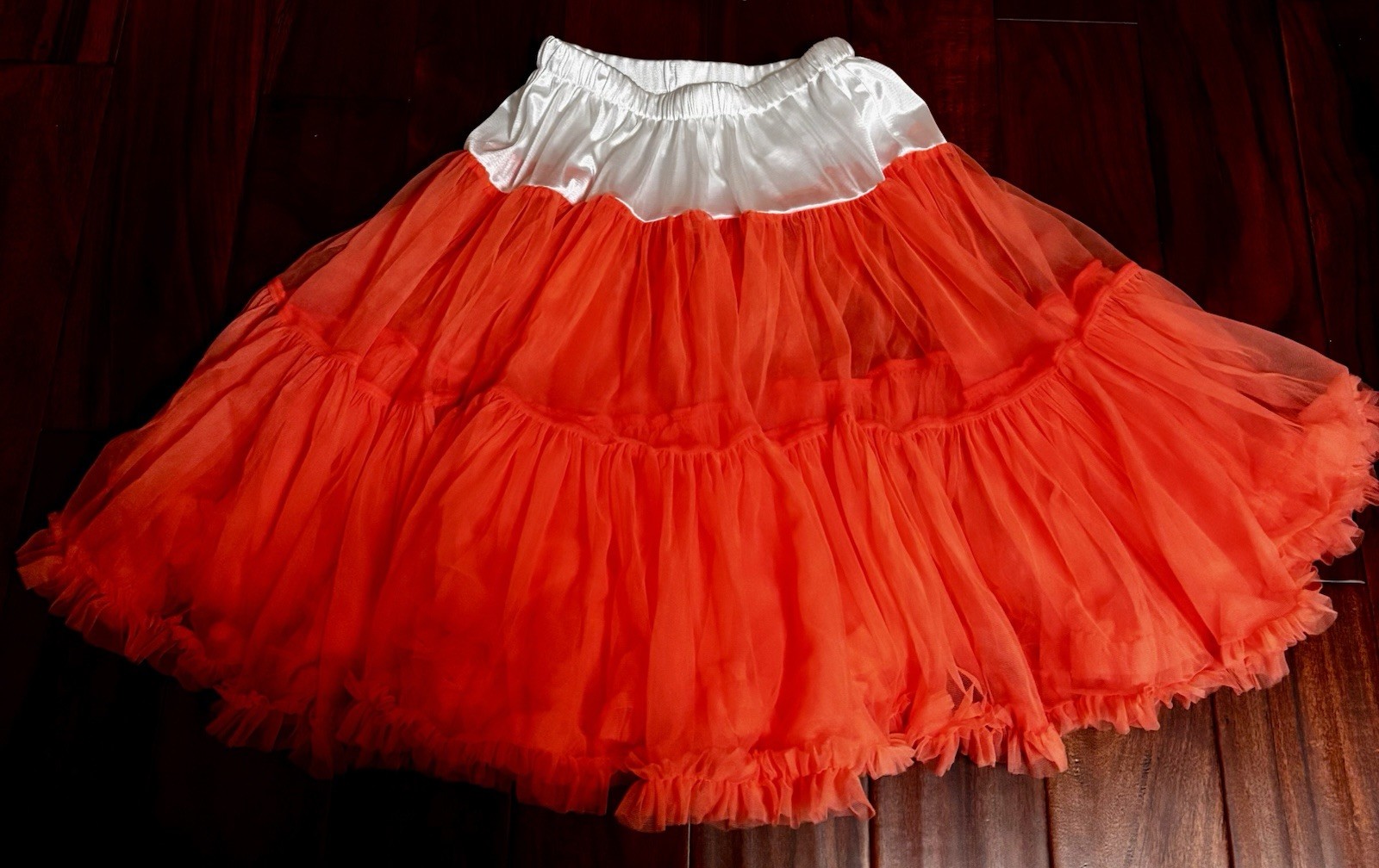 UNIQUE VINTAGE +PANTONE Rockabilly 50s-Style Orange Ruffled Petticoat Crinoline
