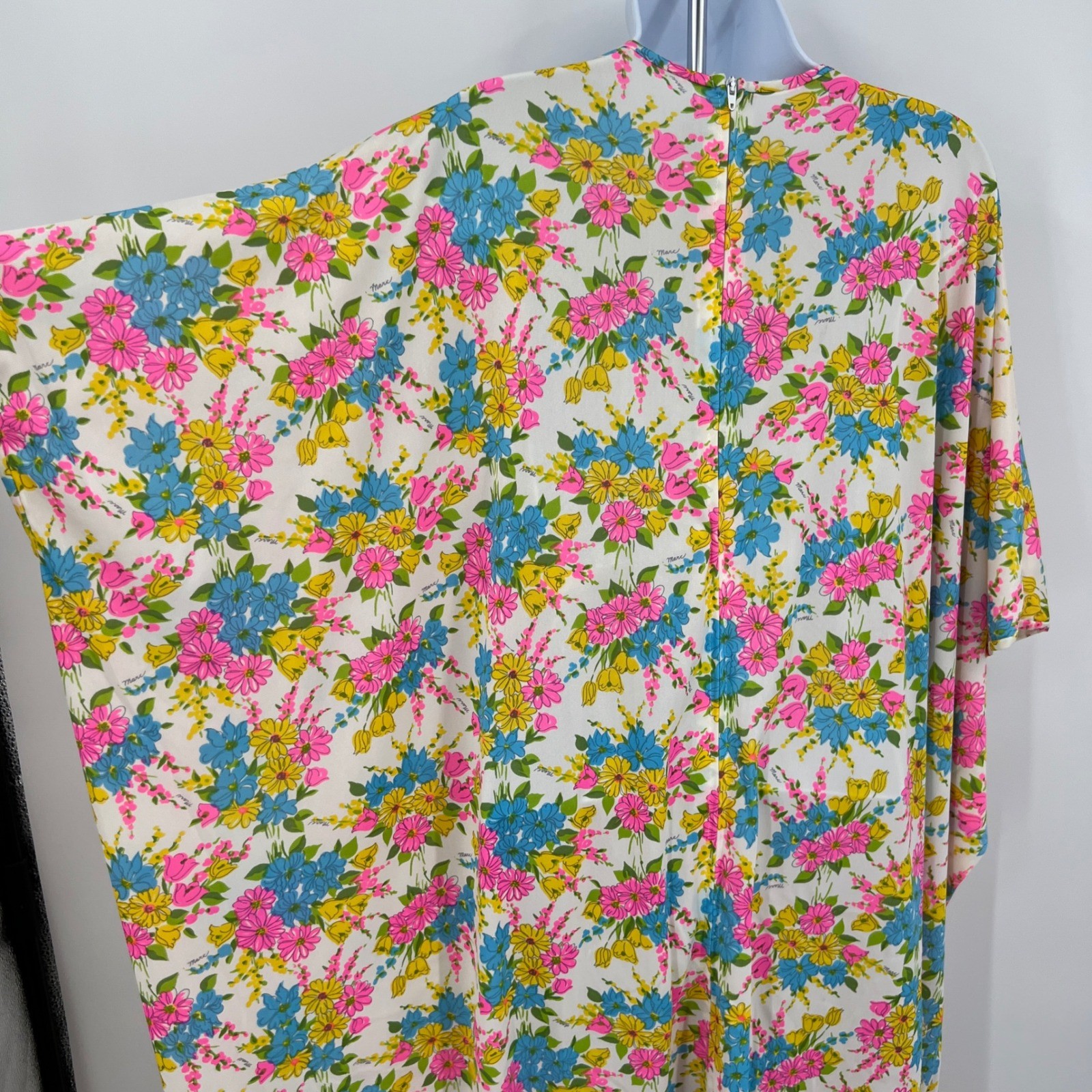 Vintage 70s Miss Elaine Floral Kaftan Dress One Size Mod MCM 60s Go-Go Bewitched