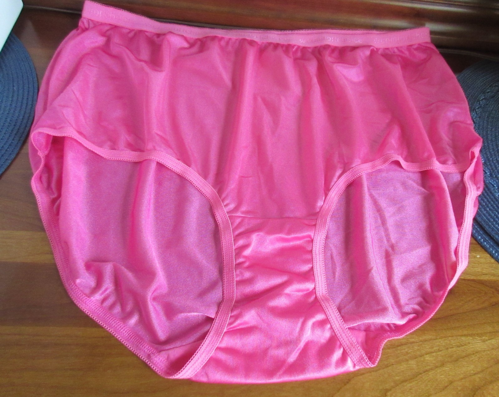 WIDE GUSSET silky sheer nylon JEWELL PINK SISSY HI CUT panties brief 10 / 3X