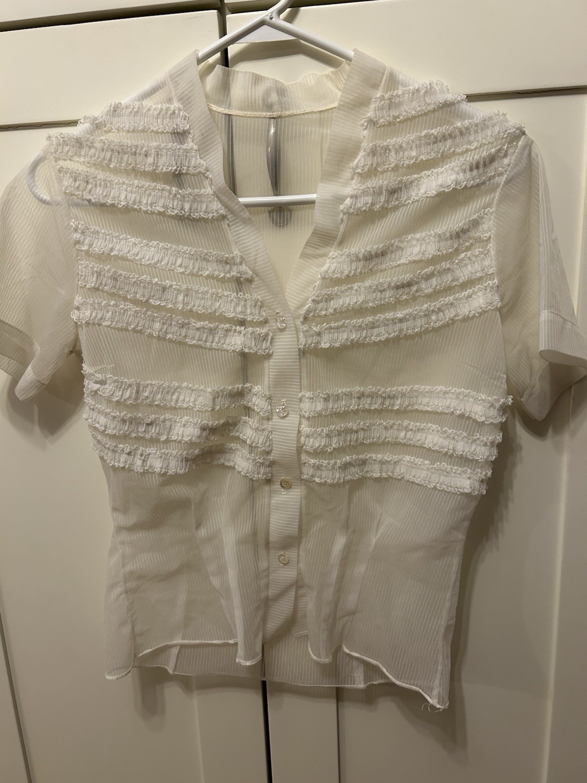 Off-White/Ivory Women’s Antique Sheer Blouse Vintage EST 1950’s