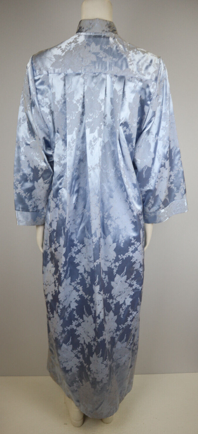 ARIEL PETER KEYLOUN – VINTAGE GRAY BLUE BROCADE FULL LENGTH CAFTAN NIGHTGOWN S