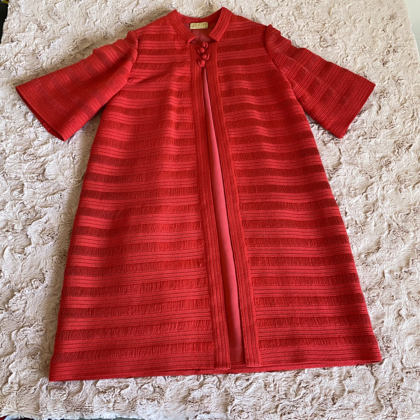 Vintage Lili Knits of Hollywood Womens S/M 2-Piece Dress Jacket Set Orange