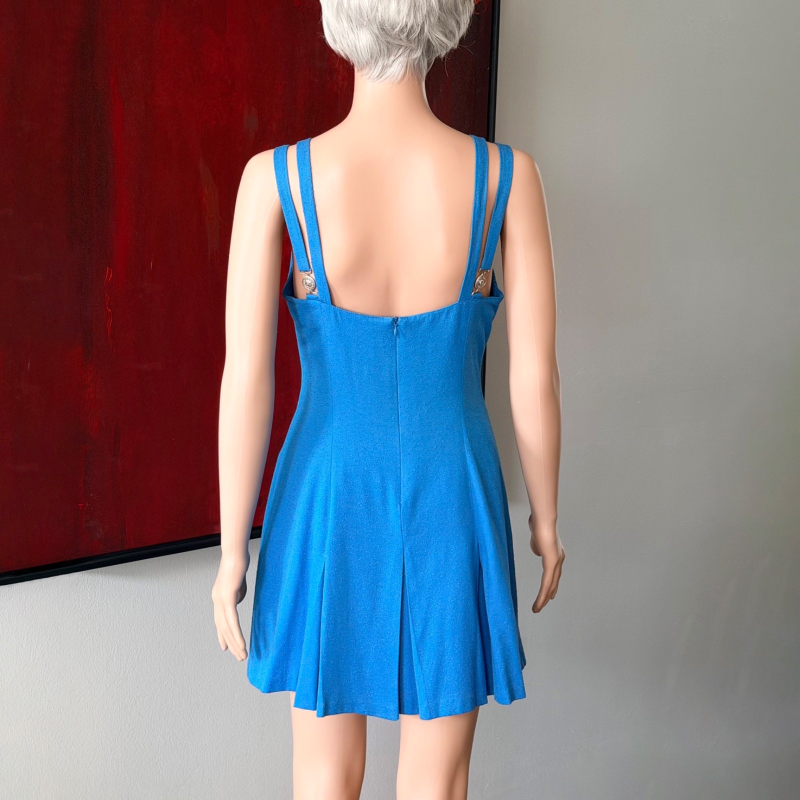 VERSACE JEANS COUTURE 1990s double-strap mini dress in blue size 42