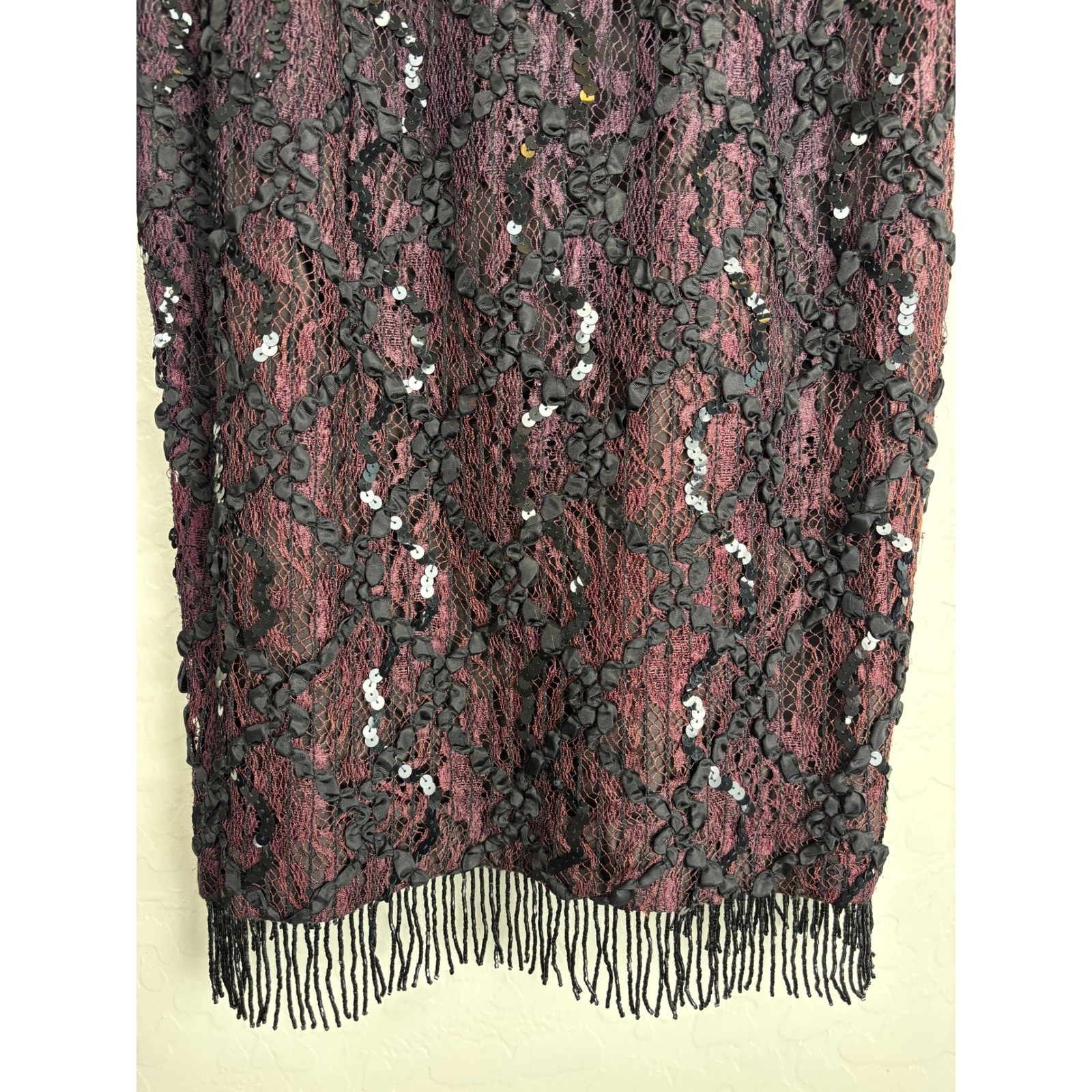 Shuet Young HW Collections Lace Sequin Beaded Dress Purple Black 9-10 2406