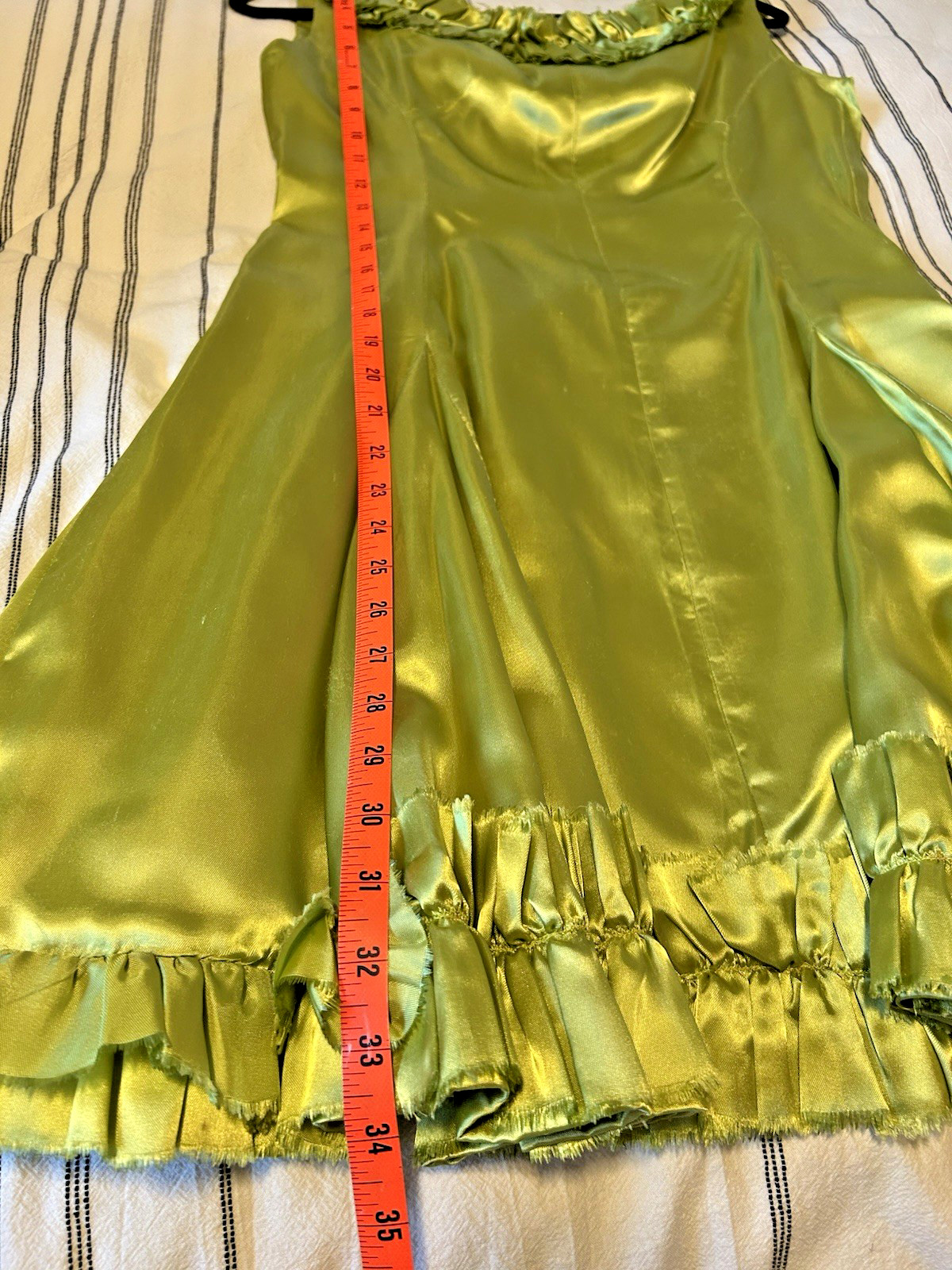 Vintage Handmade Satin Whimsical Green Party Dress – Flower, Fairy Costume Sz M