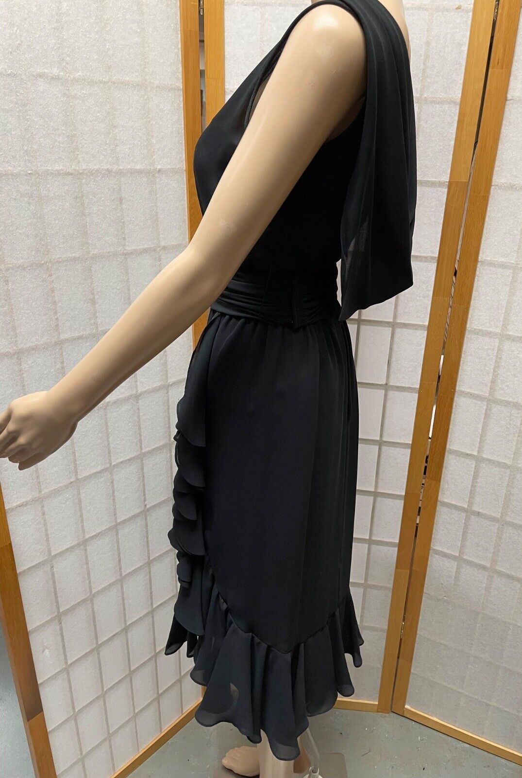 VTG Morton Myles For The Warrens Cocktail Dress Size 4 Black Chiffon