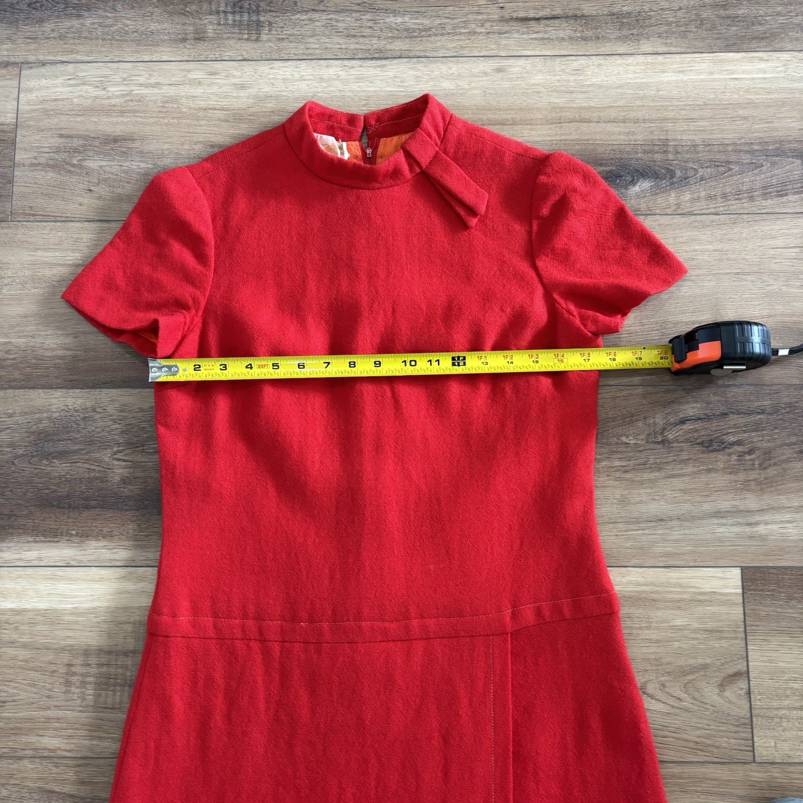 Vintage 1950-60’s Saks Fifth Avenue Red Wool Mod Hand Stitches Dress M READ