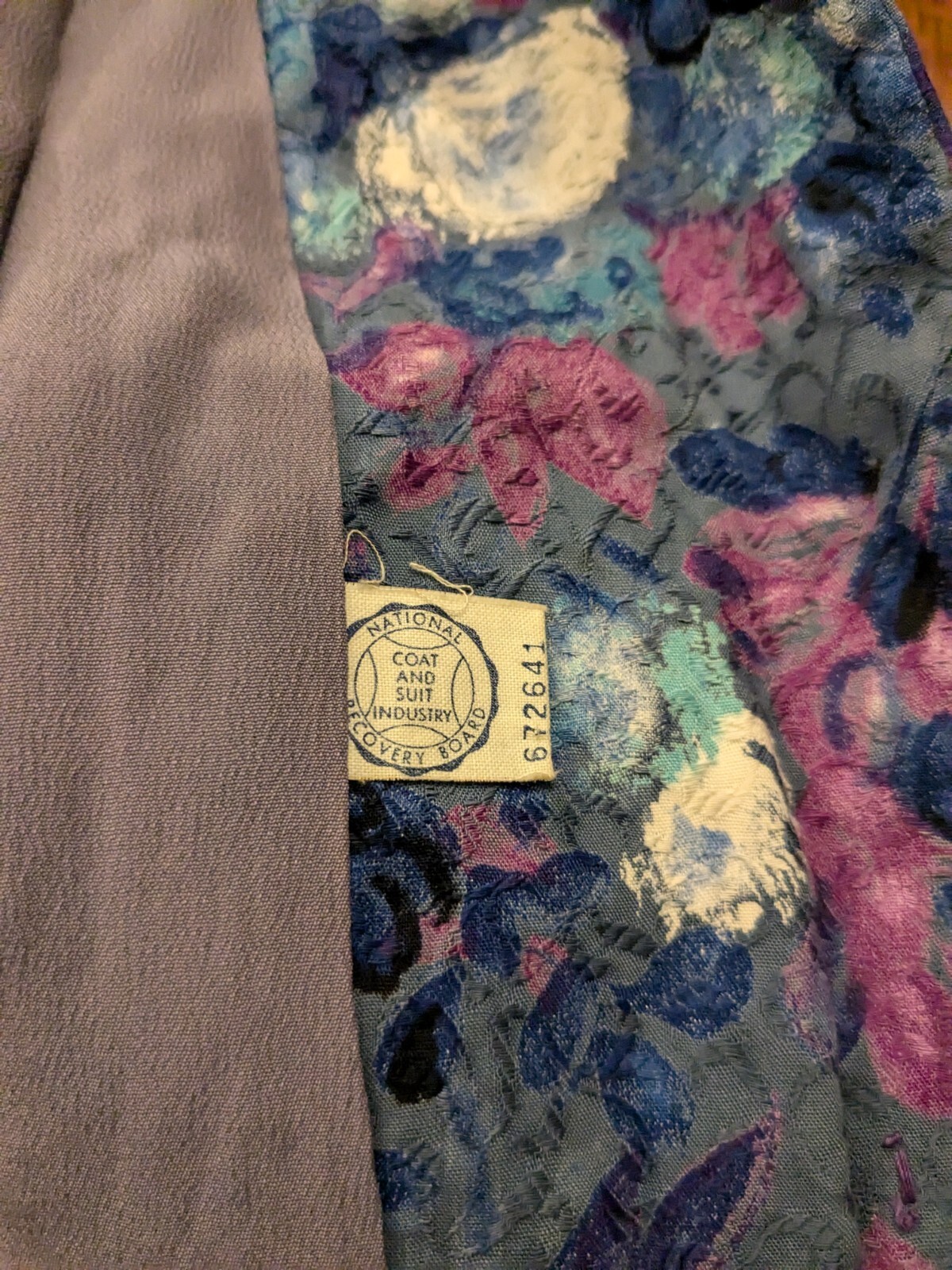 Floral Purple Blue White Vintage 1960s Jacket 3/4 Sleeve