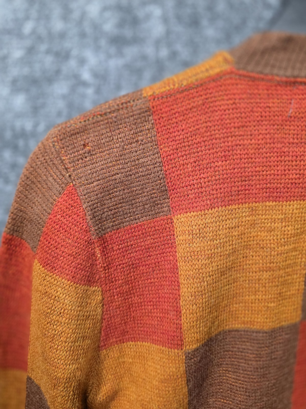 Vintage The Wilroy Traveller New York Knit Sweater Checkered Orange Brown 50s