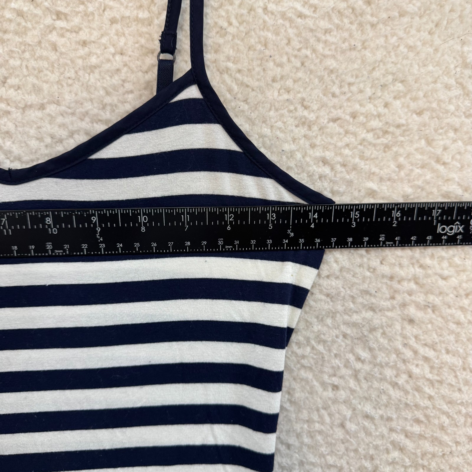 Y2K Vintage Camisole Tank Top XS Small Navy Blue White Striped Coastal Natutical