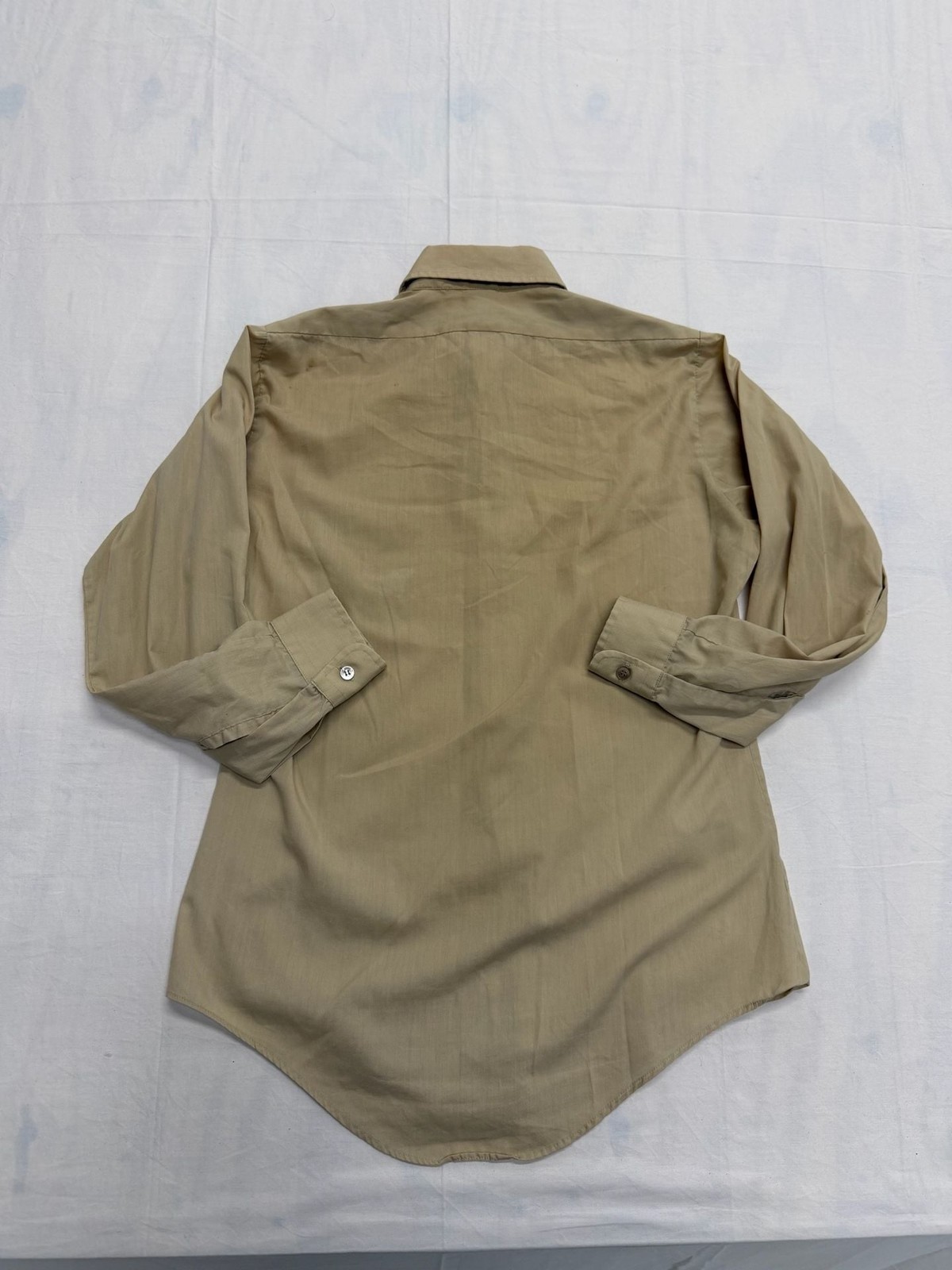 Vintage Flying Cross Perma-Press Broadcloth Long Sleeve Dress Shirt Tan