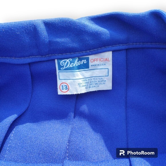 Vintage Pleated Mini Skirt Cheer Skirt Blue Side Button and Zipper Closure Retro