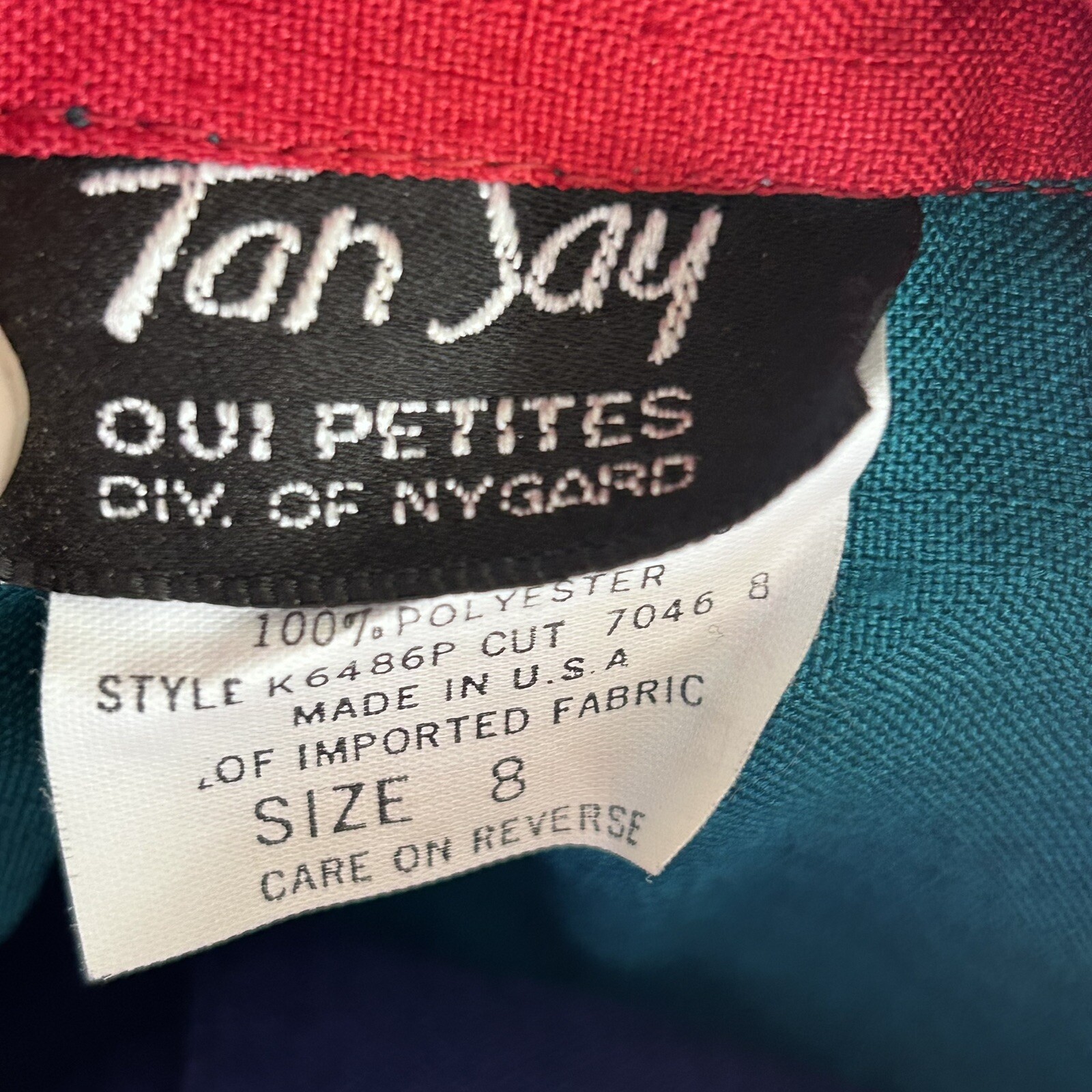 Vintage 80’s Tan Jay Oui Petites Div Of NYGARD Jacket Colorblocked Polyester Sz8