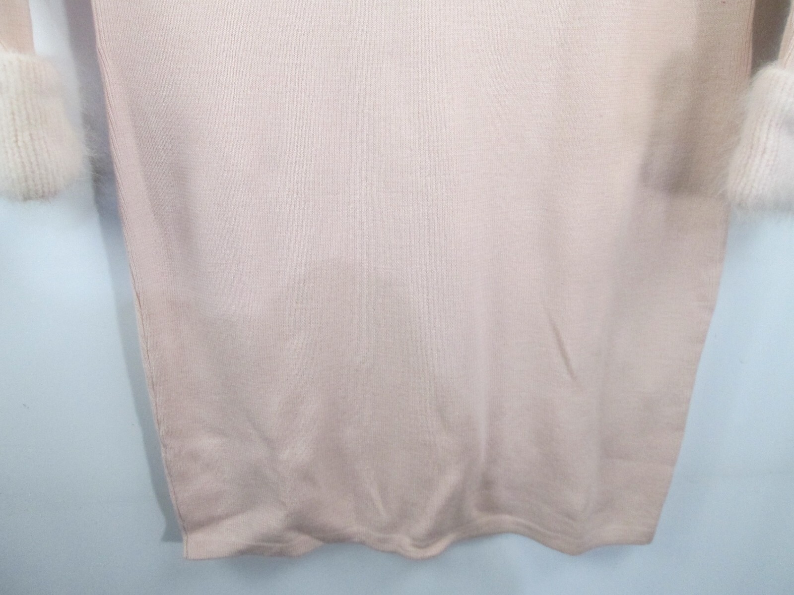VTG Apart Sweater Dress Pink Women Sz M Merino Wool Angora Rabbit Fur Trim