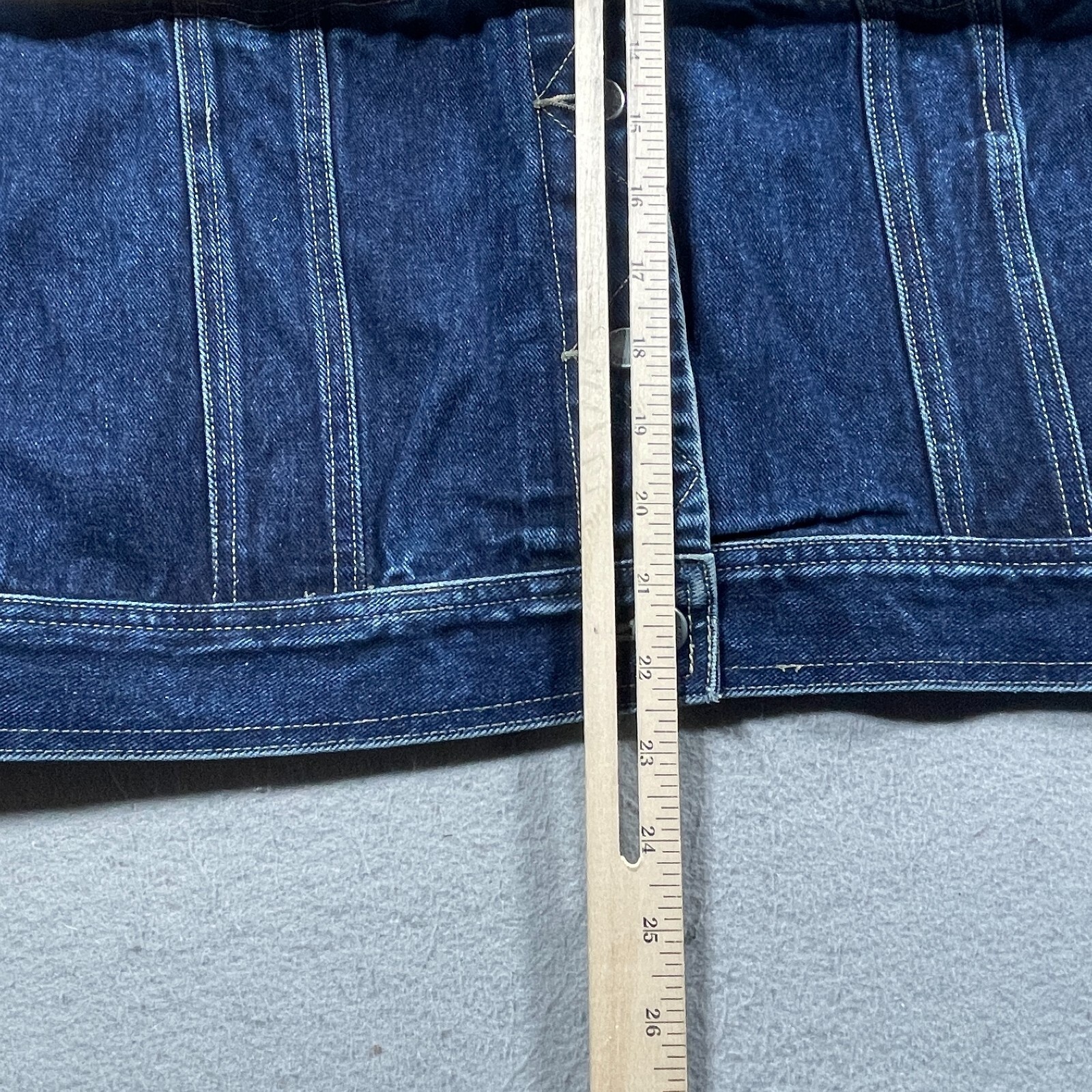 NY Jeans New York Company Jacket Women Large Trucker Denim Dark Blue Wash VTG