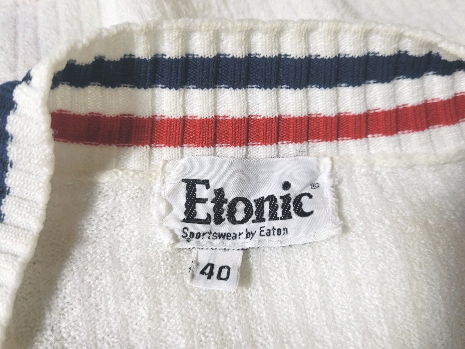 Vintage 80s 90s Womens Etonic Cardigan Sweater 40 M L Preppy Golf Tennis Striped