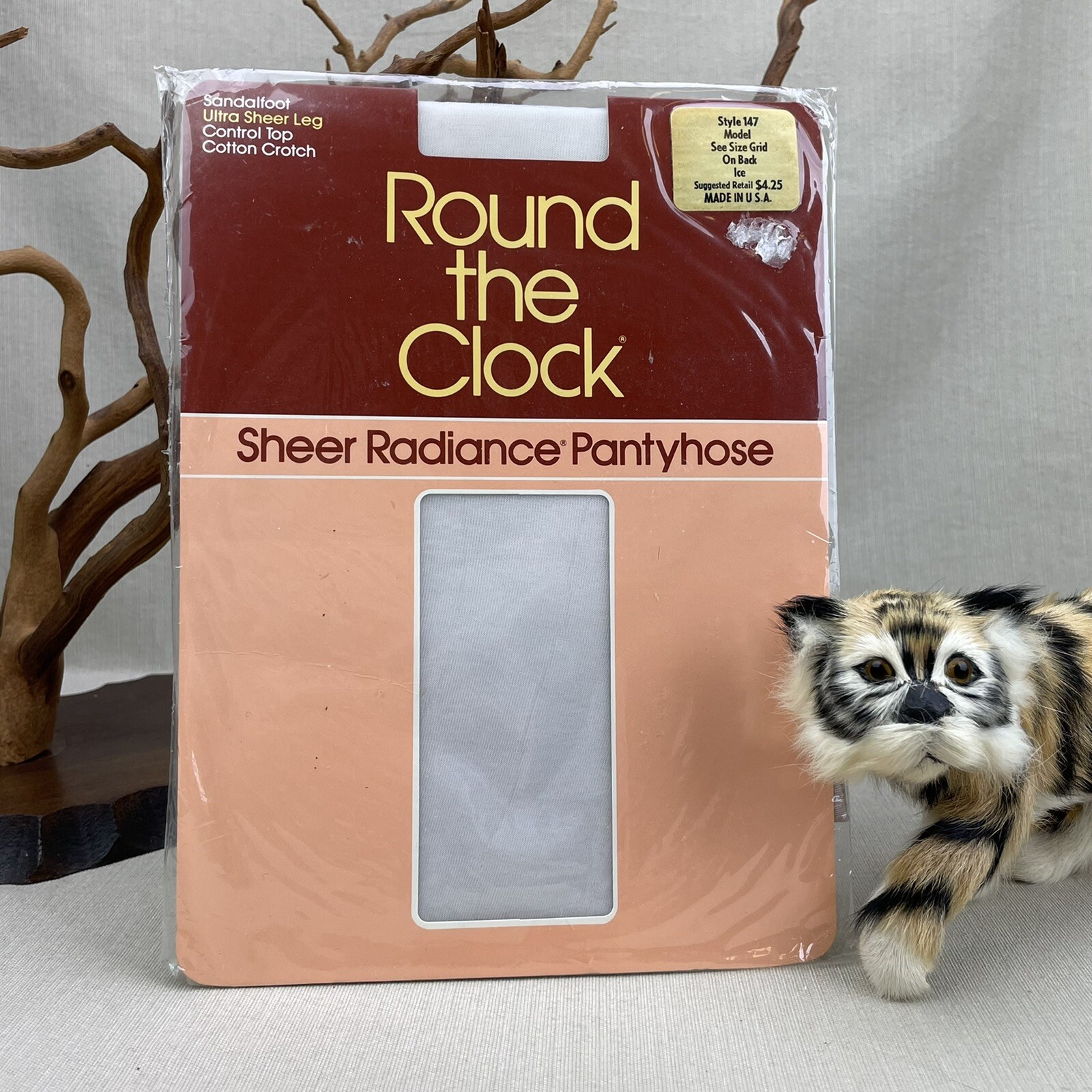Round the Clock Vintage 1983 Ultra Sheer Radiance Size Model~ Ice~ Control Top