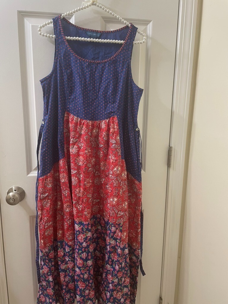 APRIL CORNELL dot Floral Cottage core Garden Party Casual sundress xxs