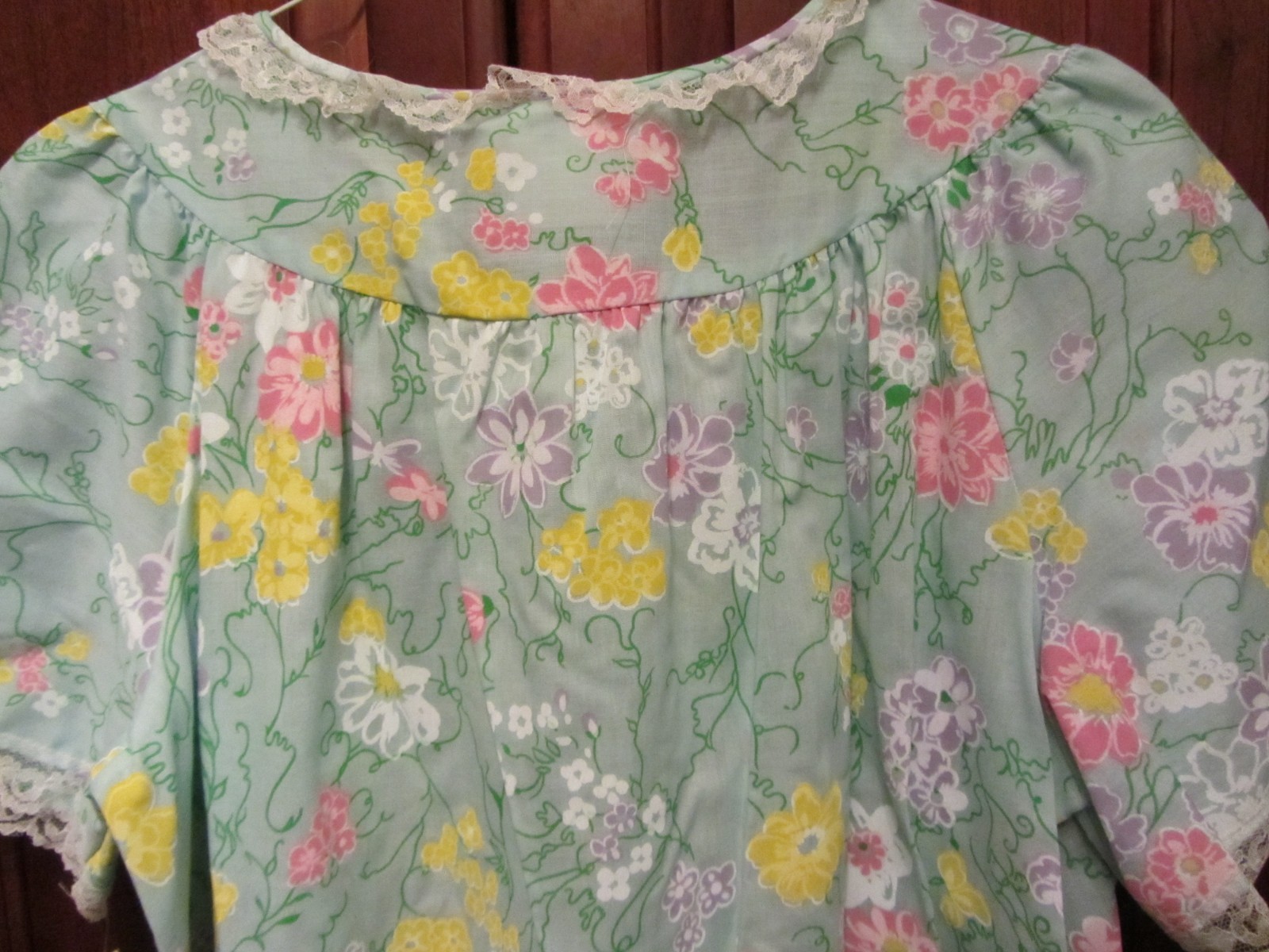 Vintage SMART TIME Ladies House Dress Robe SIZE 16 Floral Lace Pocket Snap NEW