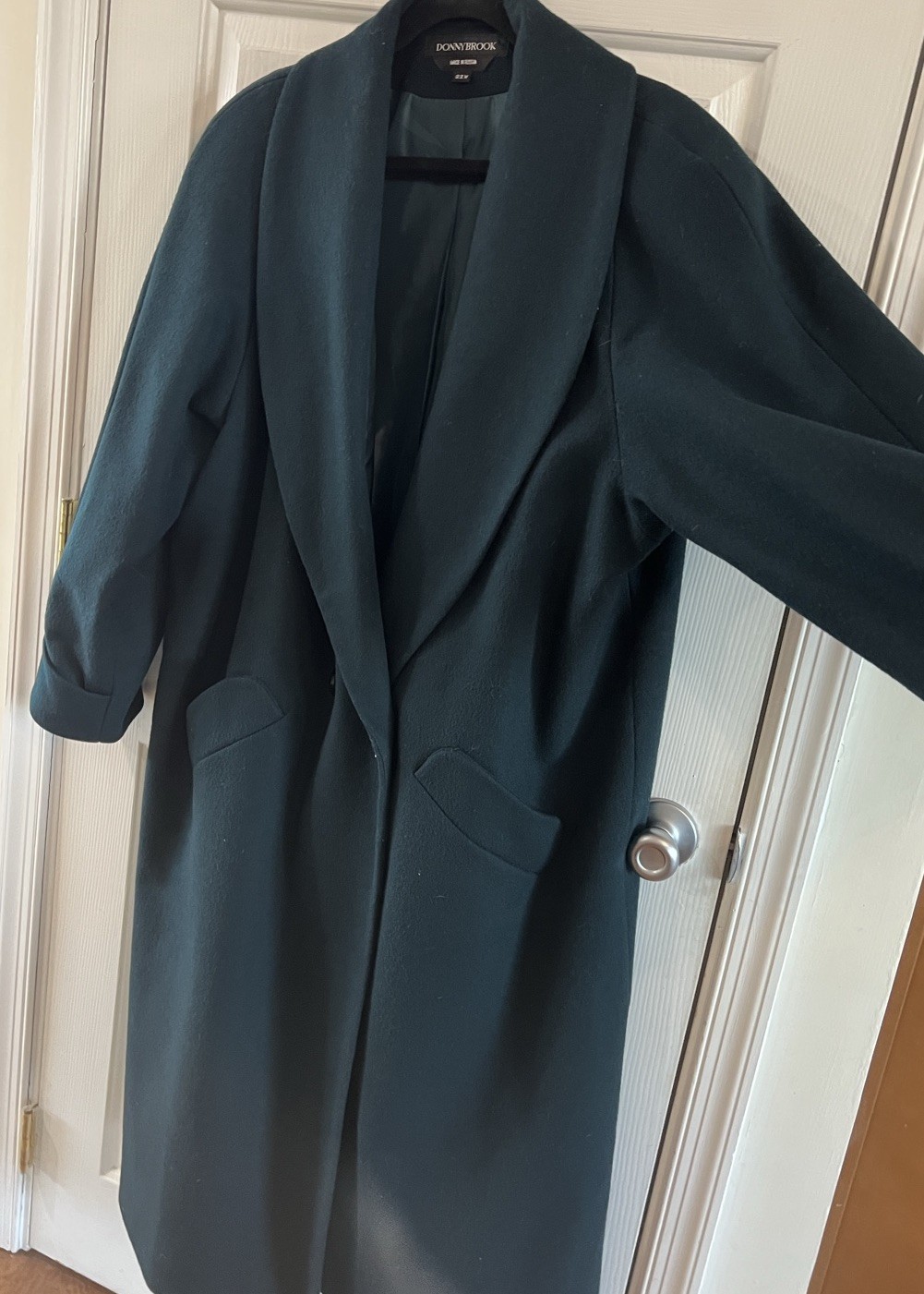 Donnybrook Emerald Green Wool Coat 22W Plus SZ Vintage 90s Dark Academia Trench