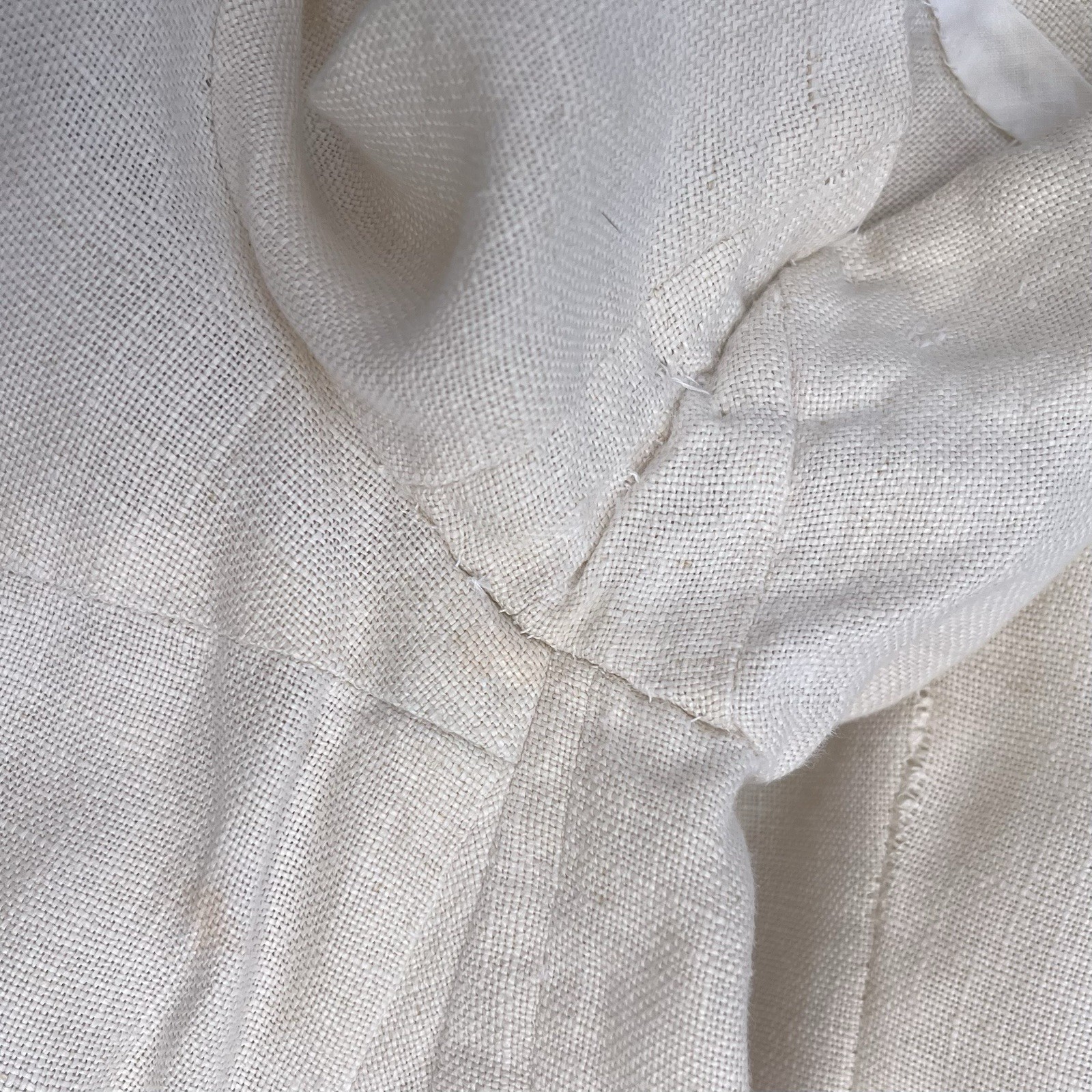 Antique 1910s – 1930s Linen Blouse | Double Breasted | Mother-of-Pearl Buttons