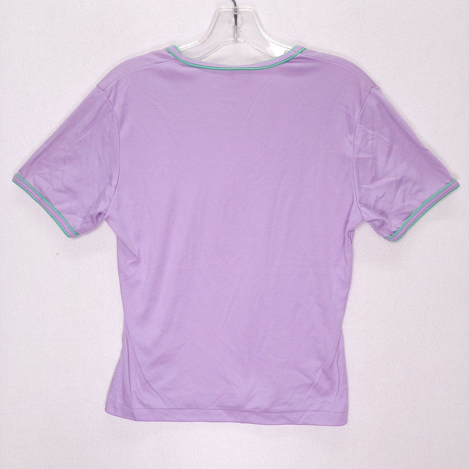 Vintage 90s Society Lavender Purple Mint Green Ringer Tee Shirt NWT Large