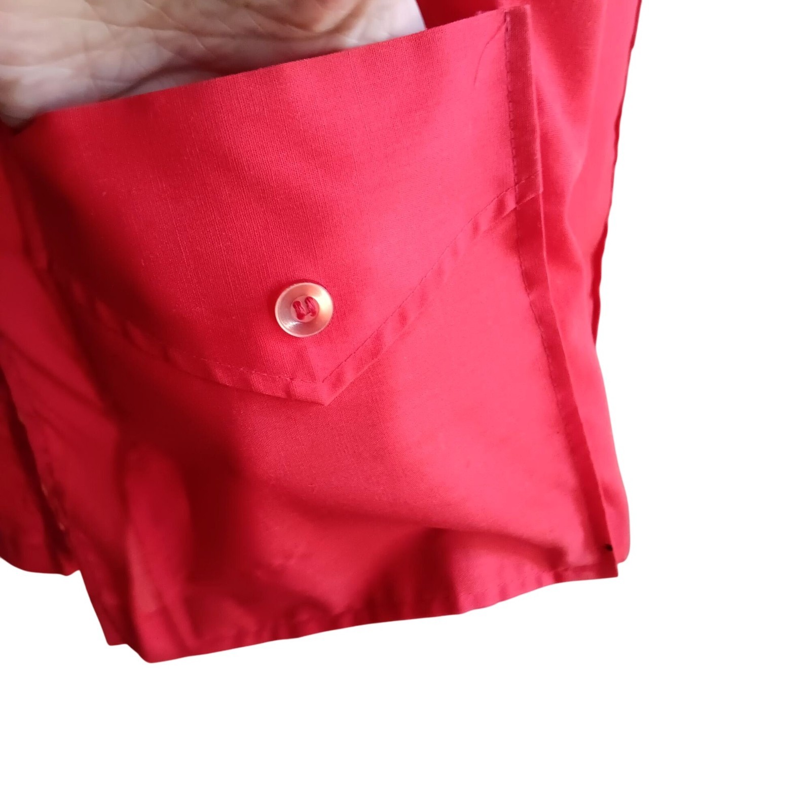 Large Vintage Chore Blouse 70’s Sleeveless Women’s Red Button-Up Frock Laura Mae