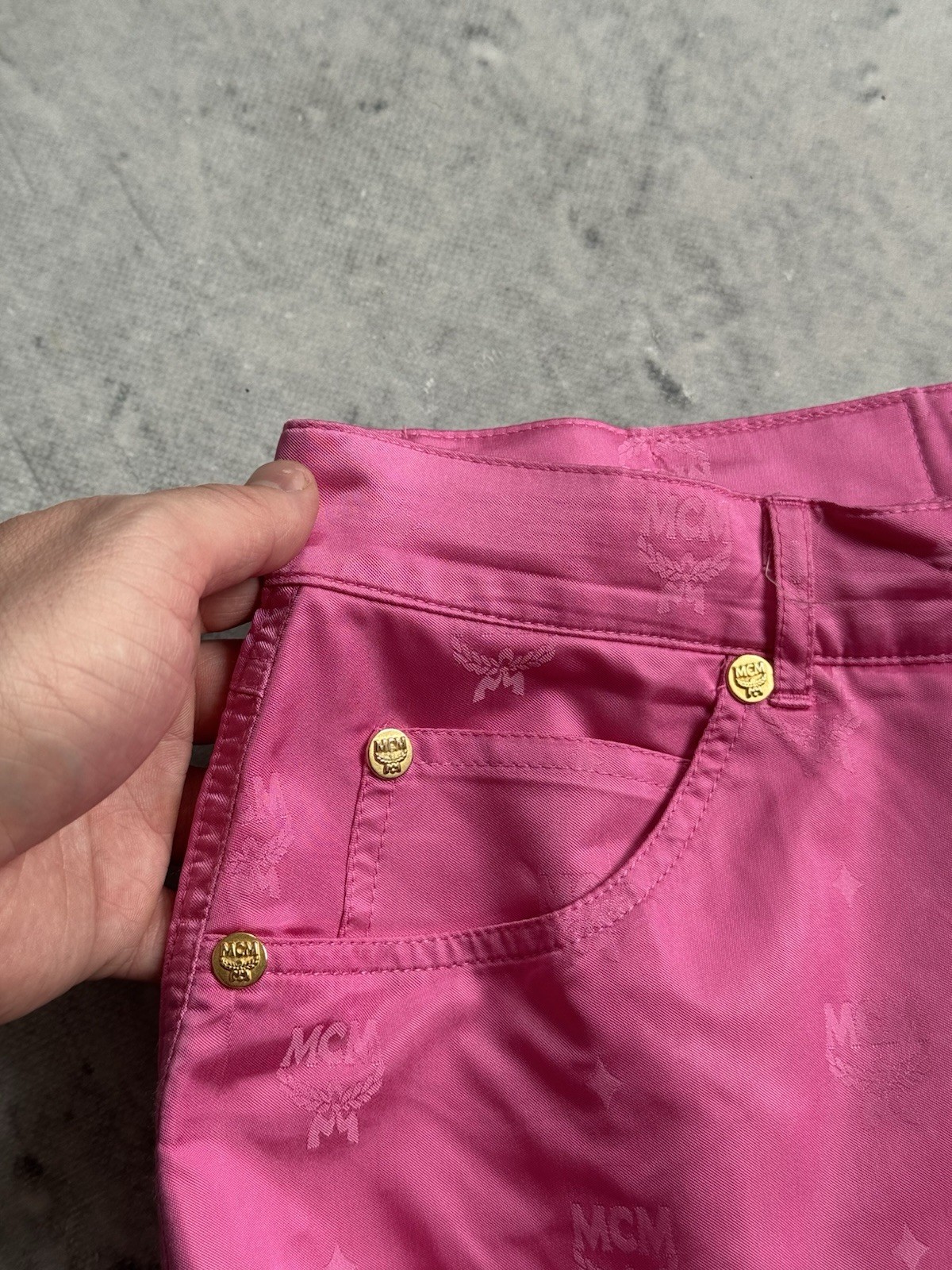 MCM baby Pink Vintage Retro Multilogo Pants Y2K Japanese Style De Luxe