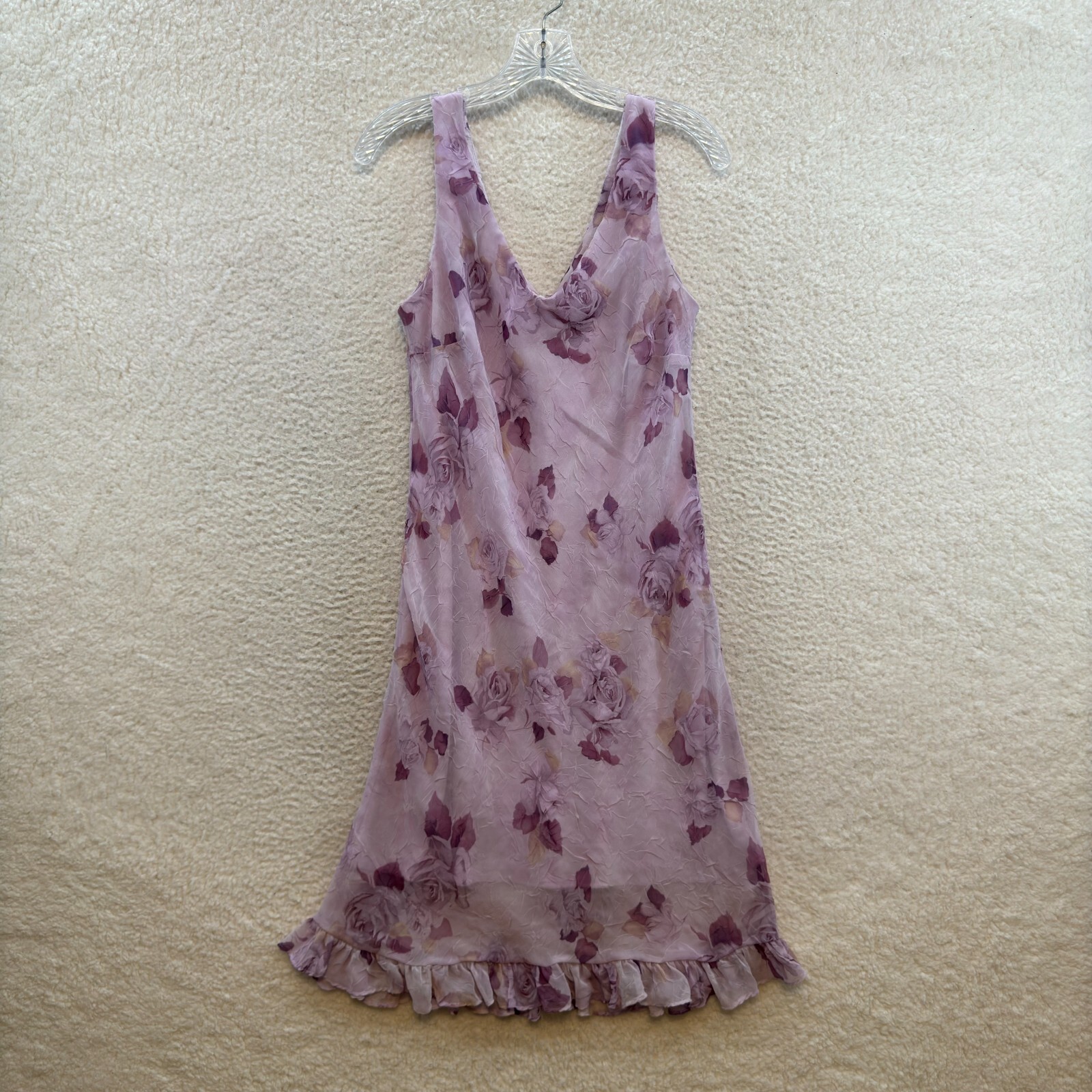 90s Y2K Vintage Chiffon Mesh Midi Dress M L Lilac Lavender Purple Boho Fairy