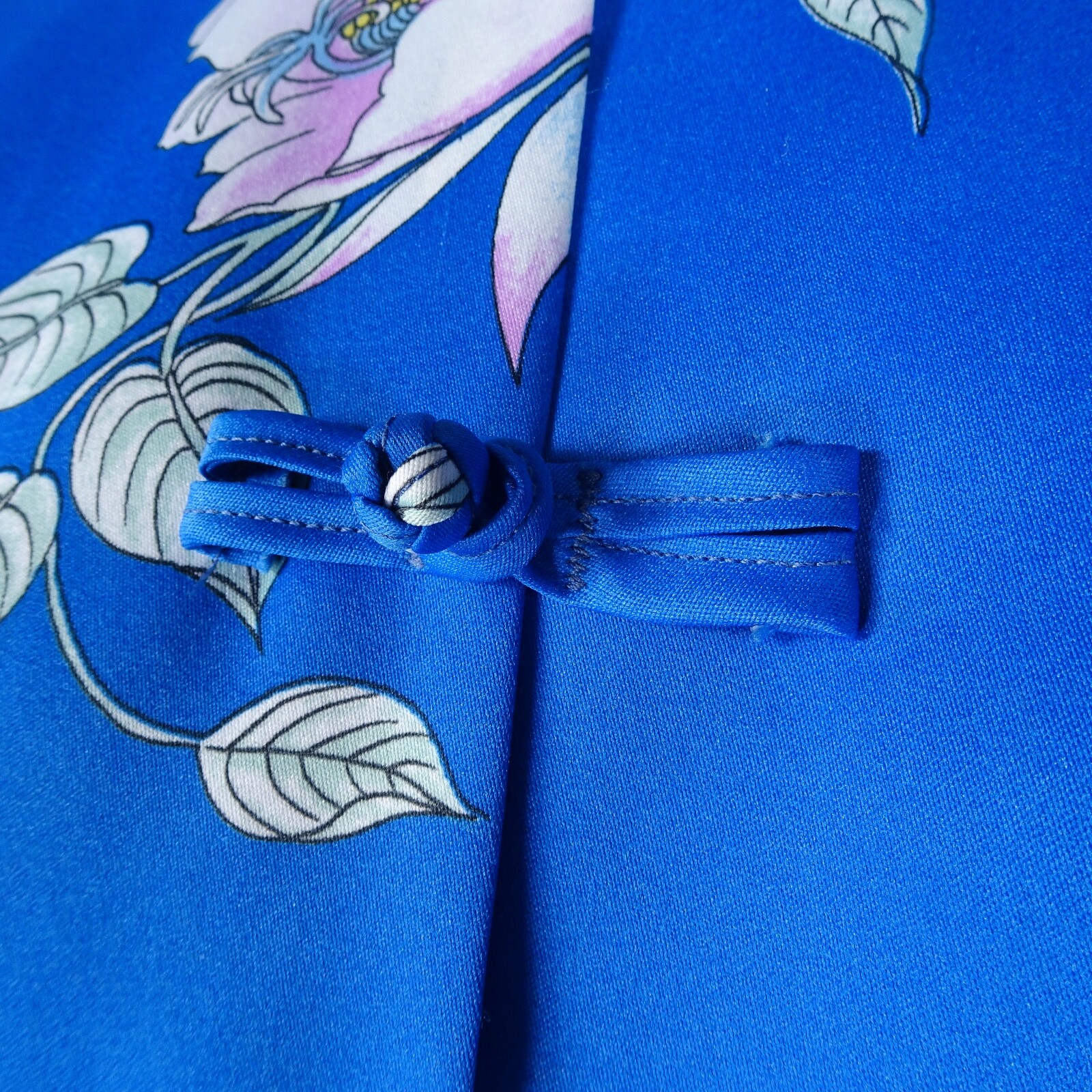 Vintage Lauhala Hawaiian Top Blouse Sz 8 Mandarin Collar Frog Closures