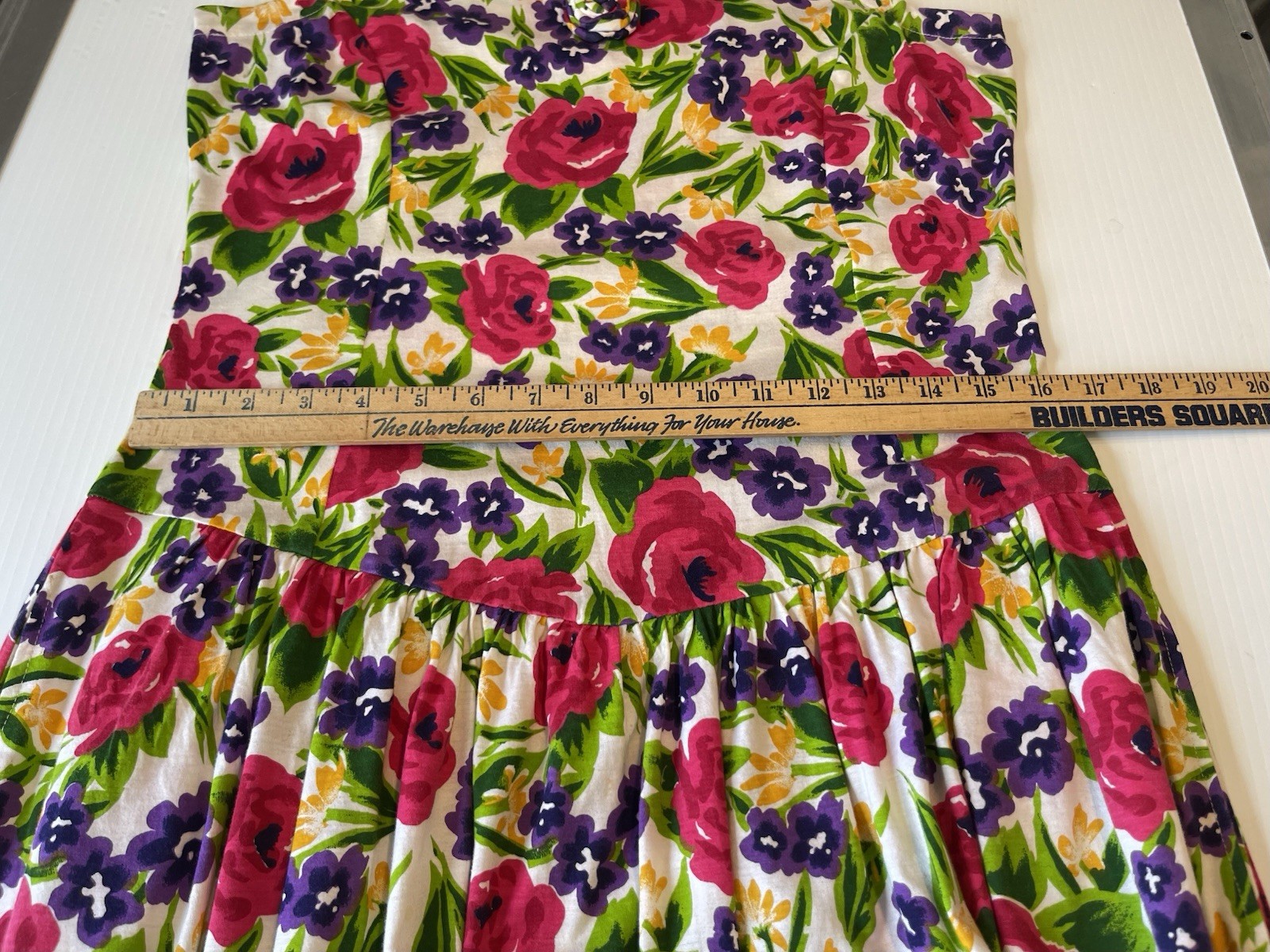Vintage 80s Floral Cotton Dress With Pockets Size S/M Cottagecore