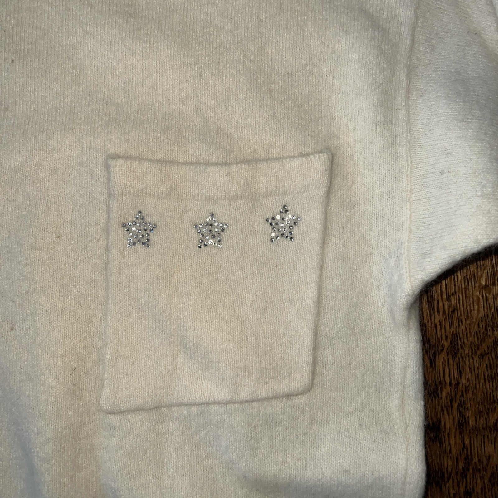 VINTAGE MIRRORS OF KRIZIA IVORY LAMBSWOOL BLEND SWEATER size S