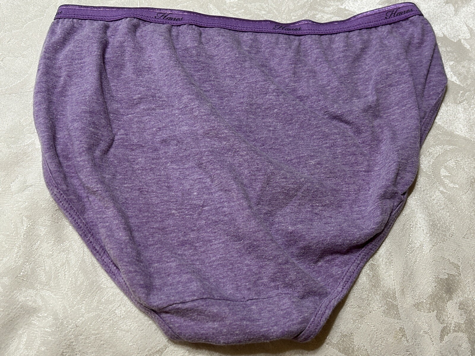 Vtg HANES Cotton Blend Signature Waistband Hi-Cut 8/XL Purple Heather Panties
