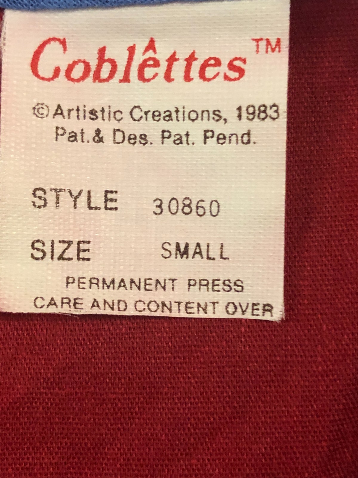 Vintage 1983 Goblettes Red & Blue M/L Smock Top Snap Closure NOS Deep Pockets