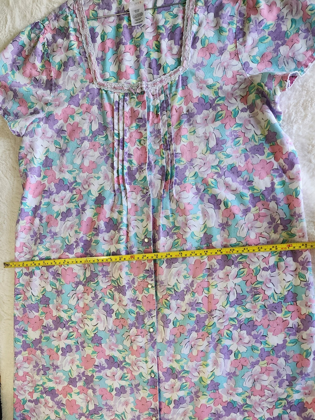 Vintage K-Mart PINK With Pearl Style Snap Closure House Coat Duster Nightgown L