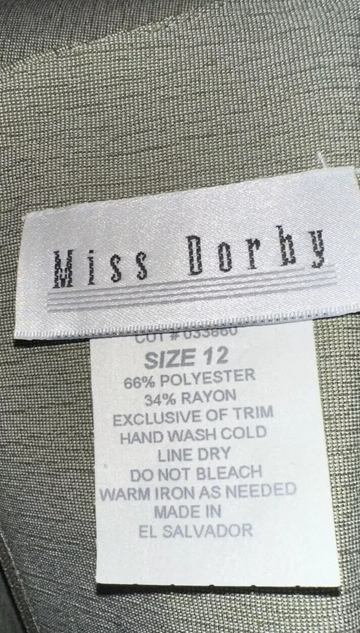 Vintage 80’s 90’s Miss Dorby Dress Women’s 12 Floral Career Green s113