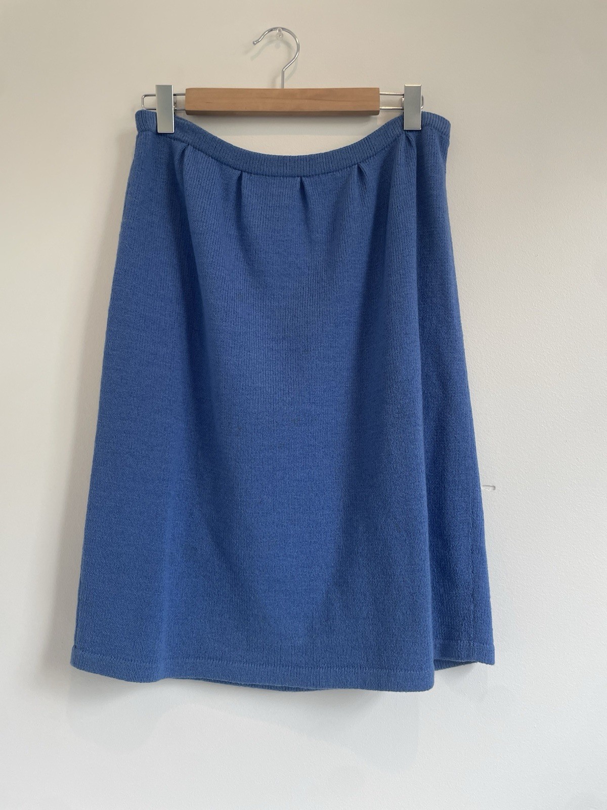 Vintage 1980s Dunollie Looms Knit Sweater Skirt Set Blue Size 12 Classic