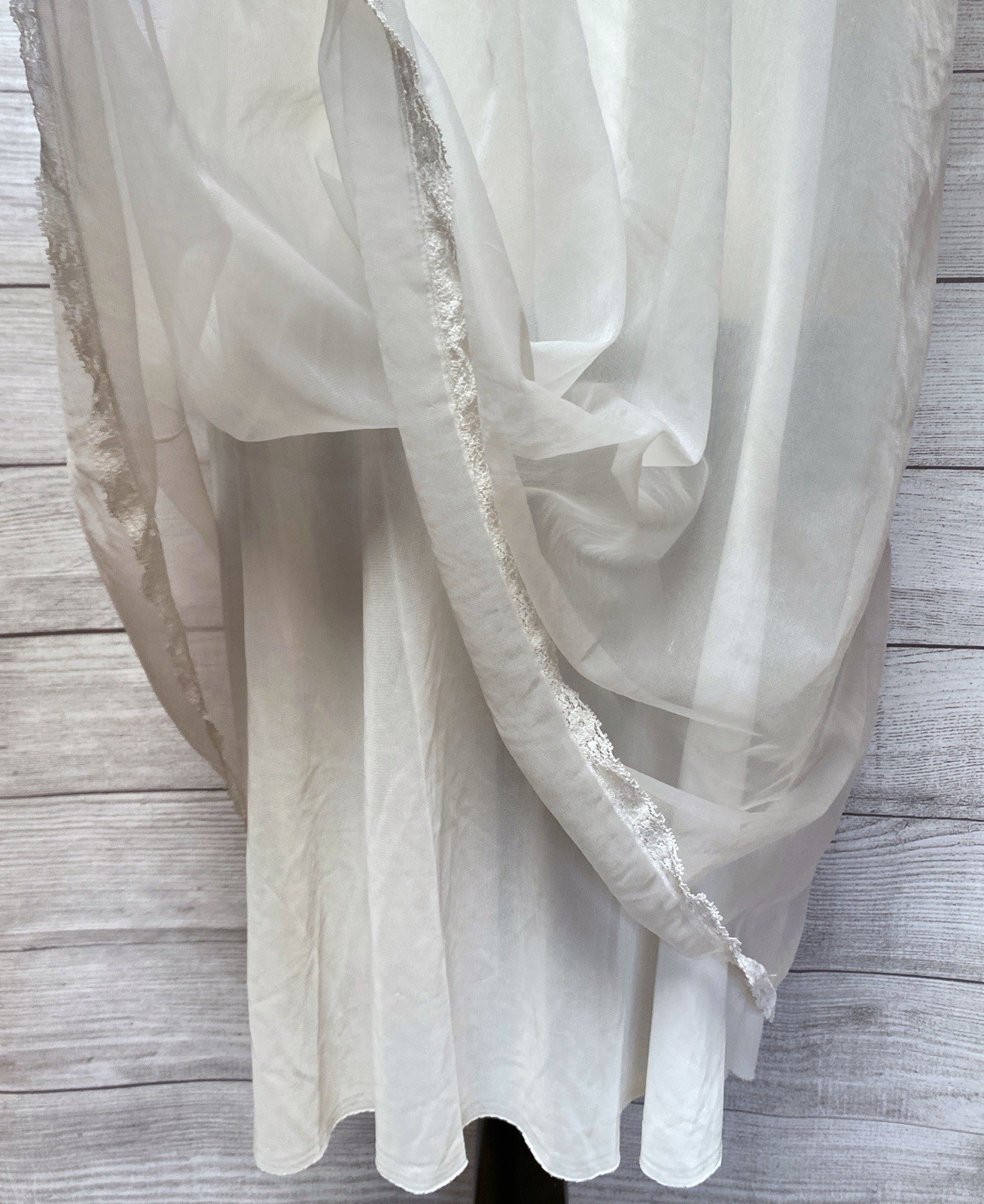 Vintage LISETTE Nylon CHIFFON Babydoll Nightgown S Lined Lace Trim