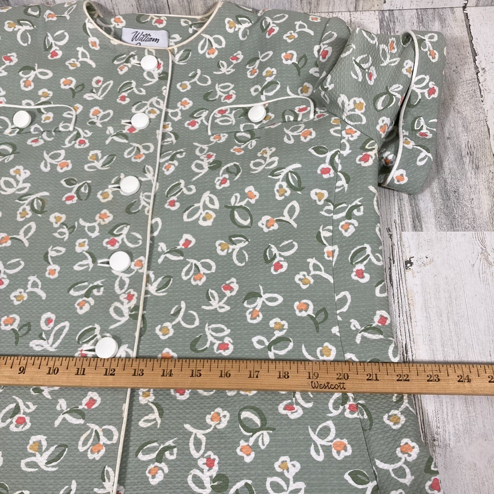 William Pearson Shift House Dress Woman XL Green Orange White Knee Length